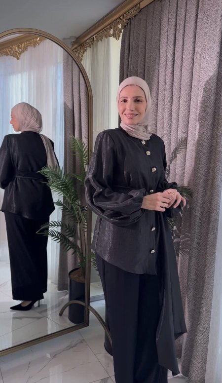 طقم قميص مع حزام عريض